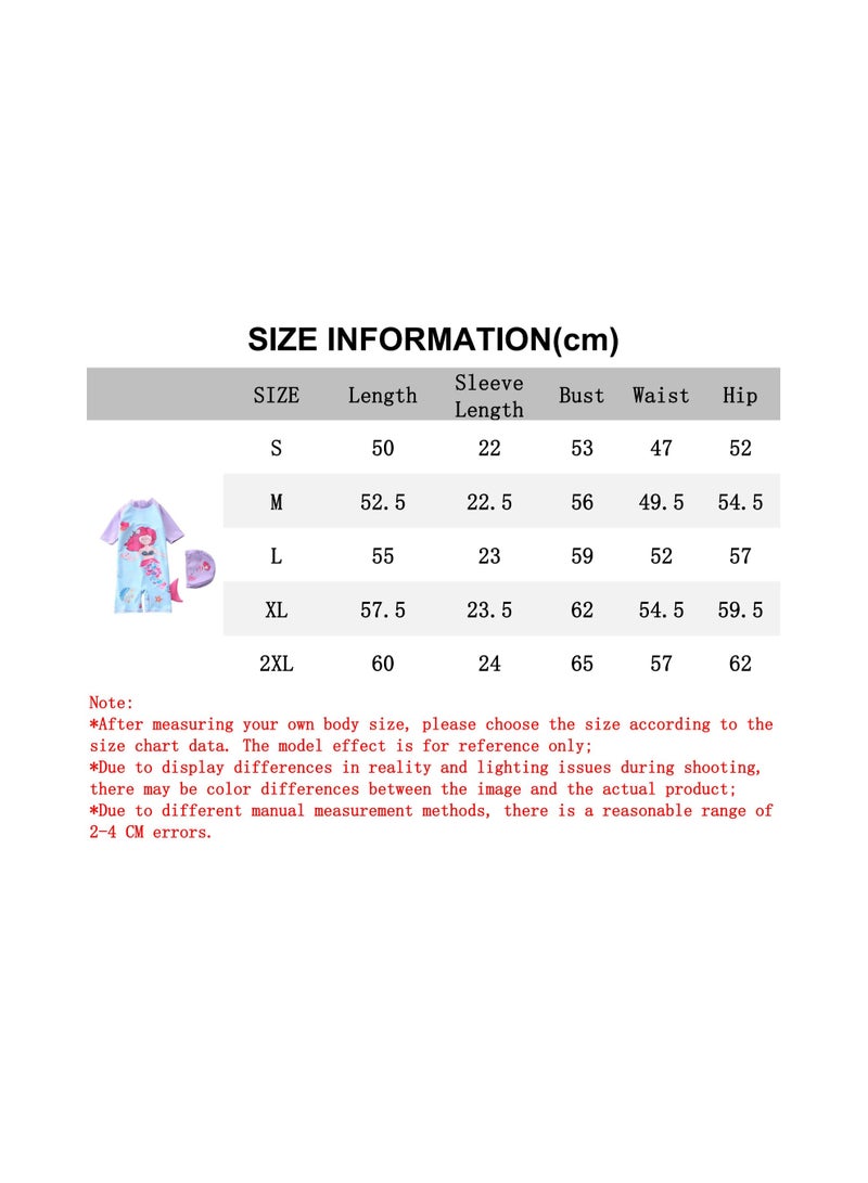 SISGL Children's Swimsuit For Girls Mermaid Design Short Sleeve With Cap One Piece Surfing Suit Baby Swimming Pool Girl Swimsuit - Image 3