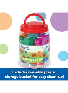 Learning Resources Snap N Learn Shape Snails 20 Pieces Age 18+ Months Toddler Learning Activities Educational Toys Set Color Teaching Toys  - Image 5