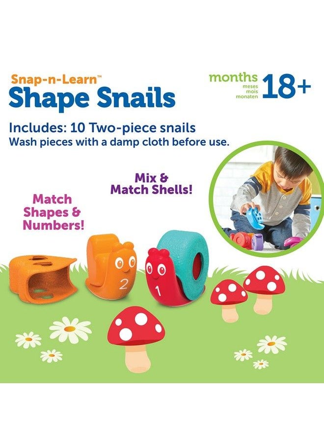 Learning Resources - Snap N Learn Shape Snails 20 Pieces Age 18+ Months Toddler Learning Activities Educational Toys Set Color Teaching Toys - Image 1