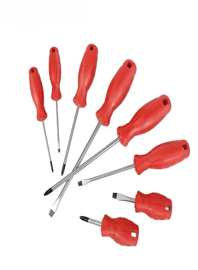 WORKPRO WP200502 8Pc Screwdriver Set | CR-V Steel Blades | Blackened Magnetic Tips | Anti-Slip Ergonomic Handle | Phillips & Slotted Screwdrivers | DIY, Electrical & Professional Use - Image 1