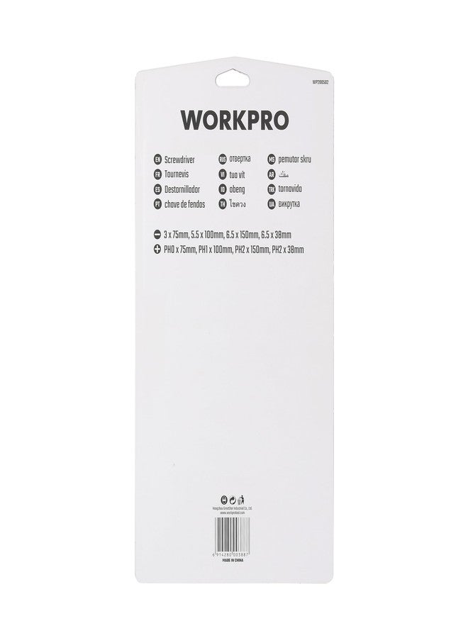 WORKPRO WP200502 8Pc Screwdriver Set | CR-V Steel Blades | Blackened Magnetic Tips | Anti-Slip Ergonomic Handle | Phillips & Slotted Screwdrivers | DIY, Electrical & Professional Use - Image 3