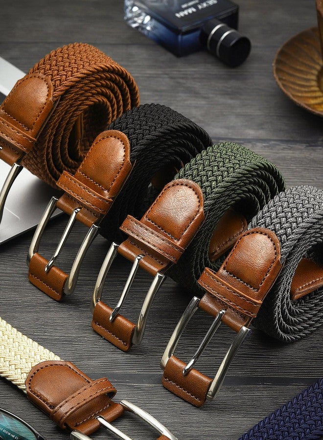 Chuarry 6 Pcs Stretch Belt Men Braided Elastic Belts for Men Woven Nylon Work Belts for Casual Jeans Golf Shirts Pants Shorts, 6 Colors - Image 2
