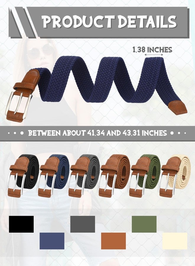 Chuarry 6 Pcs Stretch Belt Men Braided Elastic Belts for Men Woven Nylon Work Belts for Casual Jeans Golf Shirts Pants Shorts, 6 Colors - Image 3