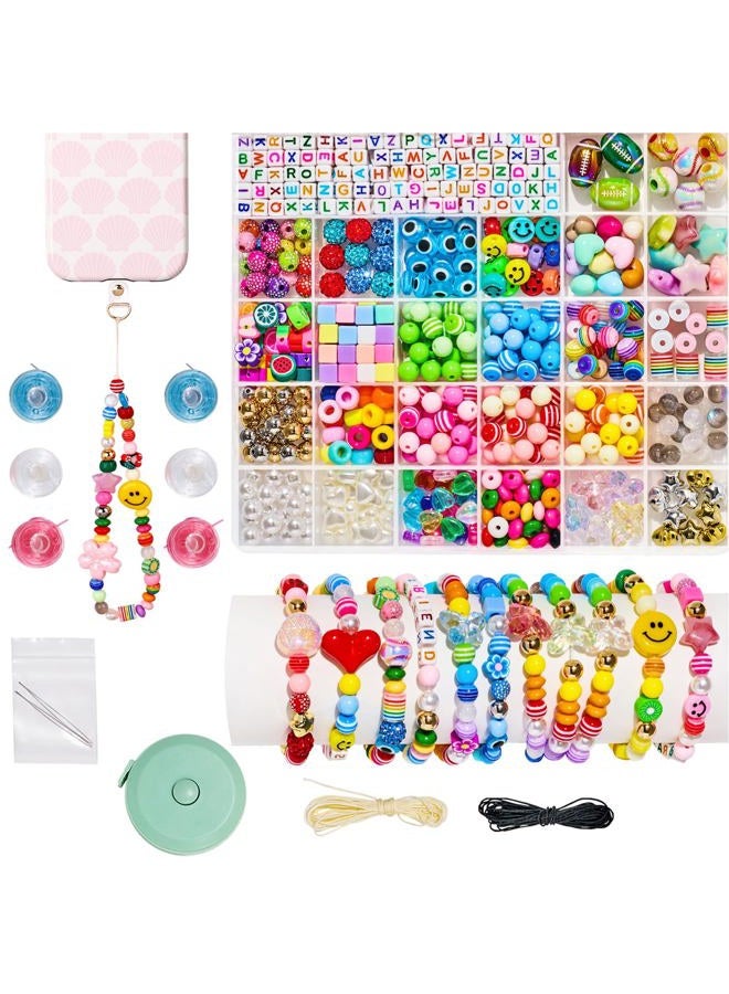 HolidayQbee Bead Bracelet Making Kit-657PCS Beads for Friendship Bracelet Making Kit Multicolor Bead Letter Alphabet Stars Heart Pony Beads for DIY Necklace Phone Charm Jewelry Accessories - Image 1