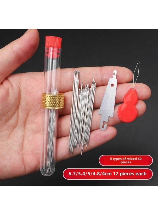Household Eye Needle Sewing Needle Special Long Needle Thick Needle Big Nose Needle Large Hole Steel Needle For Old People Hand Sewing Needle-Color:Mixed 60 Pieces Free Gifts  - Image 1