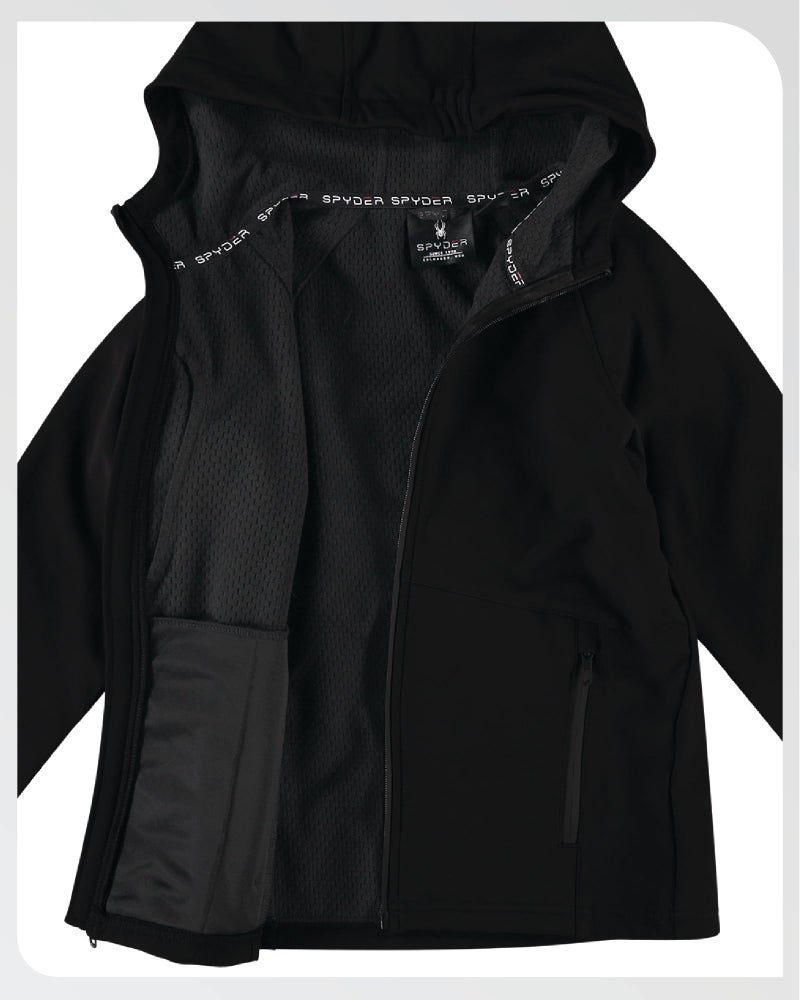 Spyder Boys Softshell Jacket - Cozy Insulated Polar Fleece Lined Softshell Winter Coat Hooded Windbreaker Jacket for Boys, Size 14-16, Black Ink - Image 5