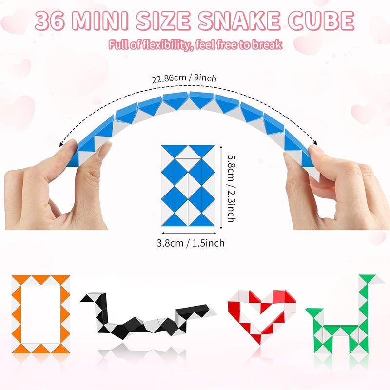 Civaner Civaner 24 Pieces Valentines Day Cards School Gifts for Kids Valentines Day Exchange Gift Cards and 24 Pieces Snake Cube Snake Twist Puzzle Toy for School Classroom Prize Party Favor  - Image 3