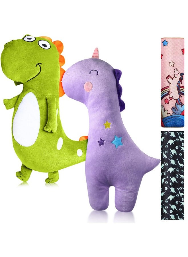 Tuanse 4 Pack Seatbelt Pillow for Kids Soft Car Seat Belt Cover Unicorn Baby Car Seat Strap Covers Dinosaur Kids Seat Pad Strap Seat Belt Cushion Head Rest Support Shoulder for Girls Boys Baby Car Stroller - Image 1