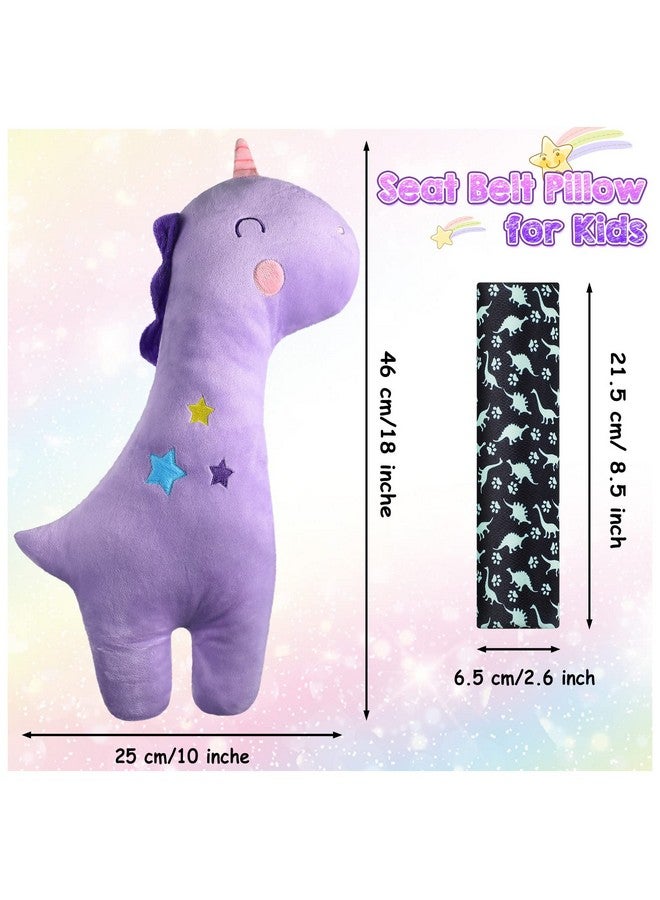 Tuanse 4 Pack Seatbelt Pillow for Kids Soft Car Seat Belt Cover Unicorn Baby Car Seat Strap Covers Dinosaur Kids Seat Pad Strap Seat Belt Cushion Head Rest Support Shoulder for Girls Boys Baby Car Stroller - Image 2
