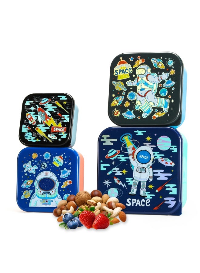 Lucky Kids 4 Pack Snack Containers with Leakproof Lids Stackable Mini Bento Boxes Easy Open Food Storage for Kids, Toddlers & Baby Food - Image 1