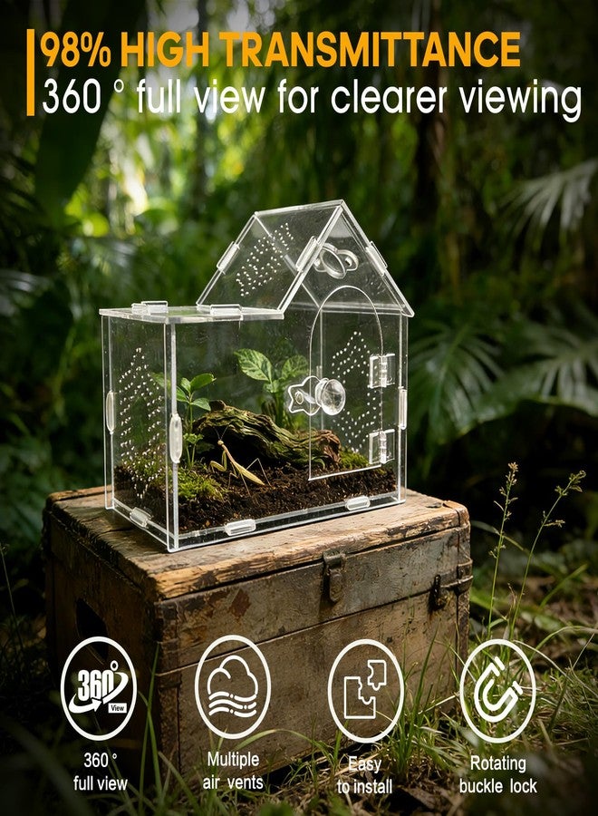 GTSEEMUU Acrylic Jumping Spider Enclosure with Magnetic Lock - Clear Ventilated Terrarium Box for Tarantulas, Geckos, Mantises, Hermit Crabs, Snails, and Other Small Pets (7.9 x 4 x 6 Inch) - Image 2