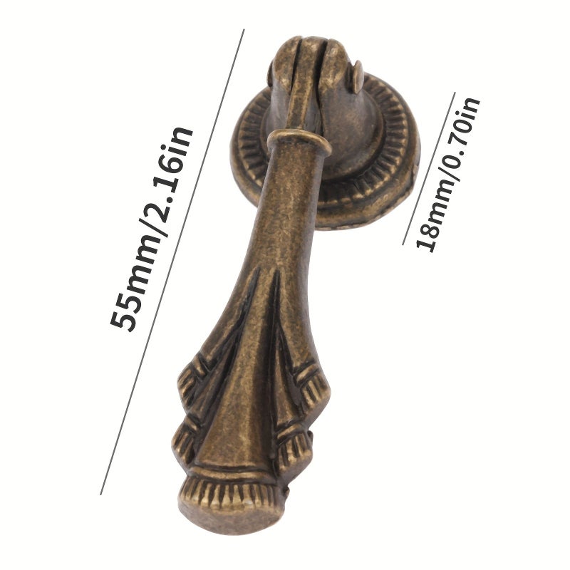 Set Of 4 Bronze Zinc Alloy Cabinet Handles Vintage European Style Painted Metal Kitchen Pulls With Screws - Image 3