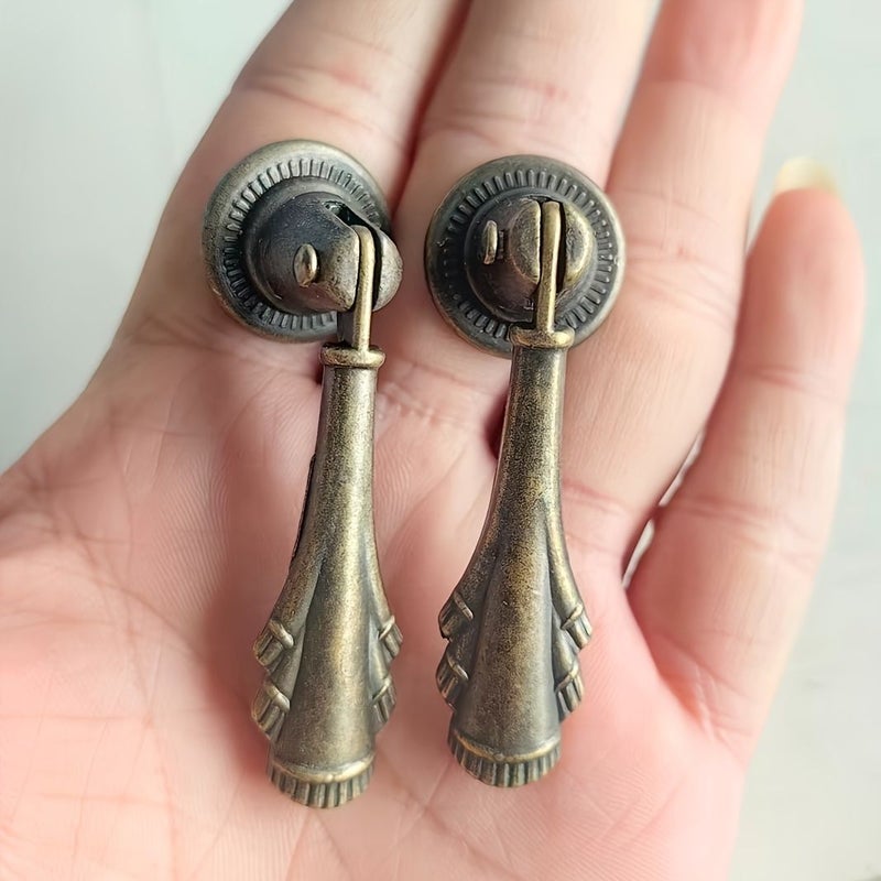 Set Of 4 Bronze Zinc Alloy Cabinet Handles Vintage European Style Painted Metal Kitchen Pulls With Screws - Image 2