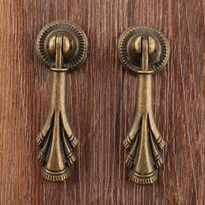 Set Of 4 Bronze Zinc Alloy Cabinet Handles Vintage European Style Painted Metal Kitchen Pulls With Screws - Image 4