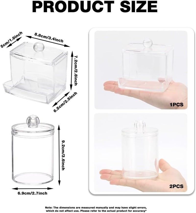 HASTHIP Repeated use trusted quality ® 3Pcs Makeup Cotton Storage Box with Lids, Cotton Swabs Dispenser, Clear Acrylic Cylindrical Accessories Organizer Box, Personal Care Essentials Holder for Makeup Cotton Rounds, Toothpicks Treated anti-rust metal - Image 2