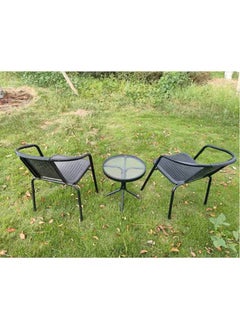 DubaiGallery 3-Piece Bistro Table Garden Furniture Balcony Furniture Patio Furniture Patio Furniture Outdoor Garden Lounge 1 Table and 2 Chairs for Porches Courtyards Patios Balconies Pool Edges  - Image 3