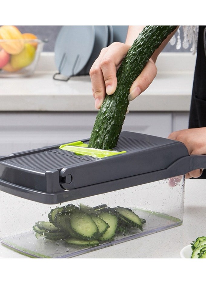 Bukela - Vegetable Grater Vegetable Chopper Slicer Dicer 16 -in -1 Onion Chopper Fruits Cutter Food Chopper/Cutter with 7 Stainless Steel Blades, Adjustable Slicer & Dicer with Storage Container - Image 1