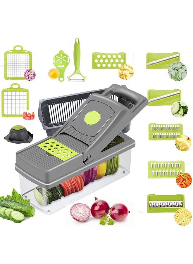 Bukela - Vegetable Grater Vegetable Chopper Slicer Dicer 16 -in -1 Onion Chopper Fruits Cutter Food Chopper/Cutter with 7 Stainless Steel Blades, Adjustable Slicer & Dicer with Storage Container - Image 1