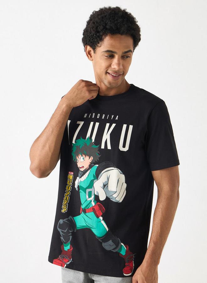 SP Characters Izuku Midoriya Print Crew Neck T-shirt with Short Sleeves - Image 1