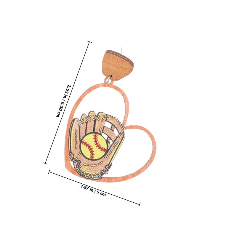 Wooden Drop Earrings with Softball Theme, Comfortable Fit for Active Women, Unique Style - Image 2