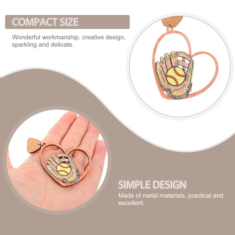 Wooden Drop Earrings with Softball Theme, Comfortable Fit for Active Women, Unique Style - Image 4