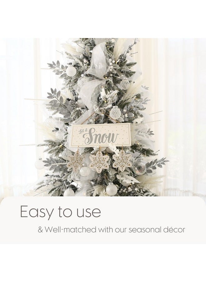 Sea Team 36-Pack Artificial Glitter Pine Twigs, Spruce Stem Ornaments, Decorative Fern Sticks, Picks, Branches For Christmas Tree, Wreath, Vase Fillers For Centerpieces, Home Décor, White  - Image 4