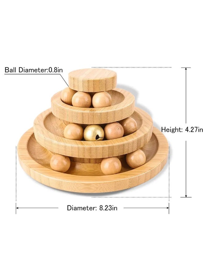 general Cat Toys Bamboo 3-Level Turntable, Interactive Cat Toy Balls with 9 Wooden Balls, Interactive Kitten Fun Mental Physical Exercise Puzzle Kitten Balls Toy - Image 3
