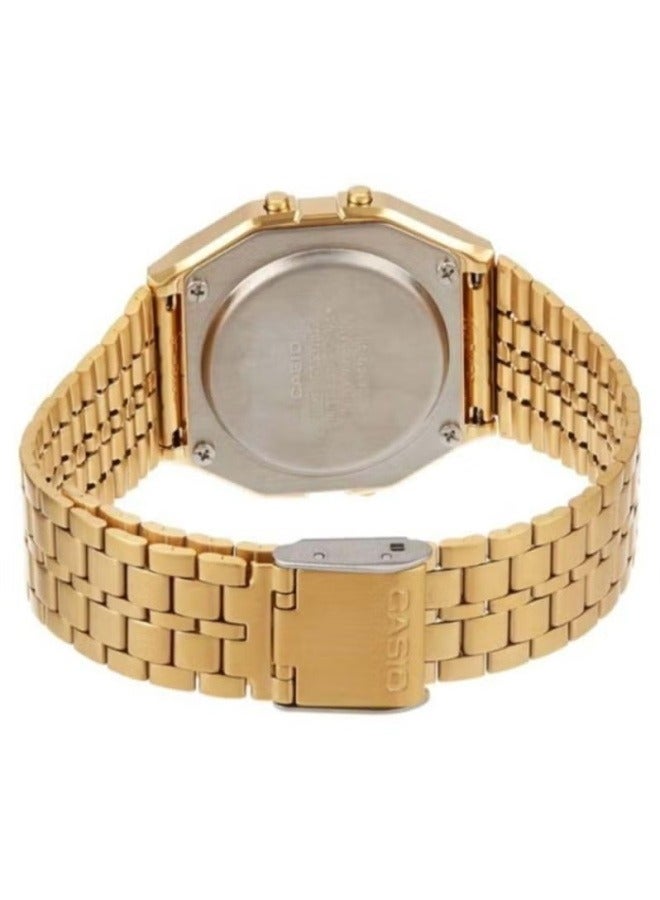 كاسيو ساعة كاسيو الرقمية المقاومة للماء من الفولاذ المقاوم للصدأ A159WGEA-1 - 33 مم - ذهبي - Image 4