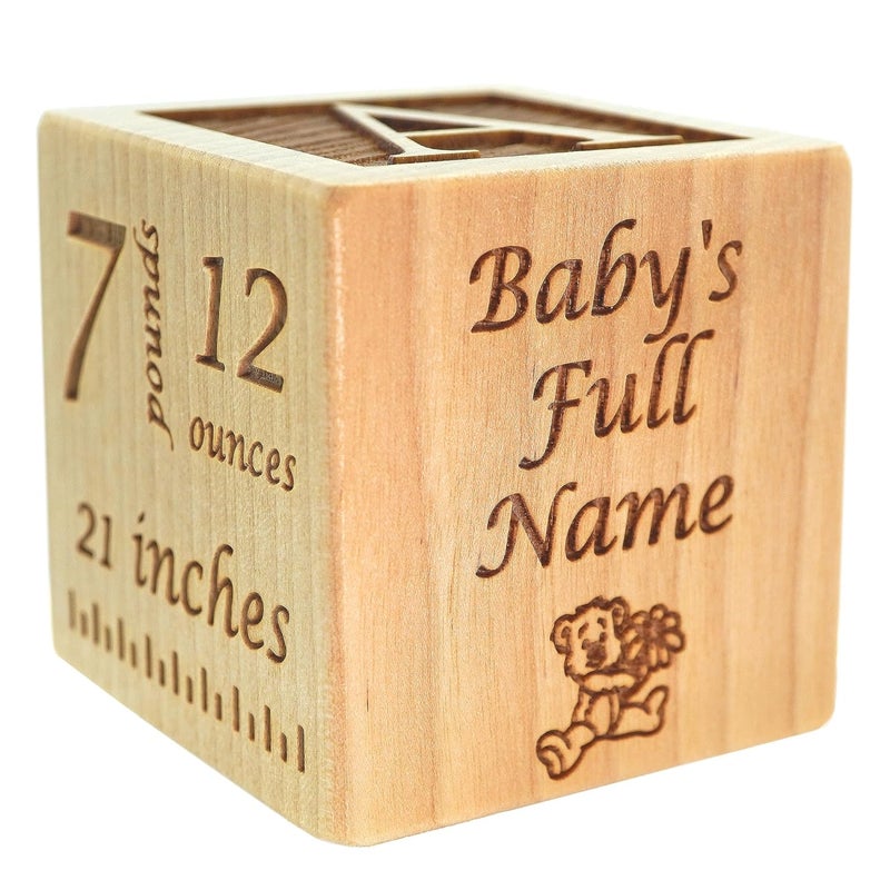 Glitzby Baby Block Gift for Newborn Boy or Girl - Personalized Birth Announcement Wood Wooden Block New Baby Gifts Custom Item by - Image 1