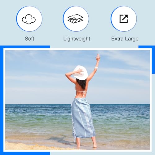 YSYJ Turkish Beach Towel 6 Pack Beach Towels 36"x71" Beach Towel Oversized Sand Free Turkish Towel Quick Dry Bath Towels Blue - Image 4