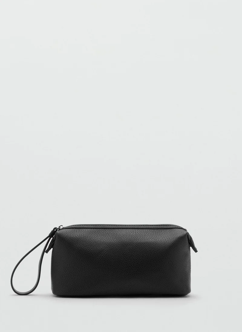 Mango Man Contrast-Strap Pebbled Cosmetic Bag