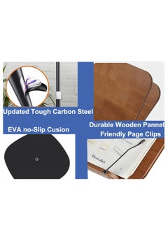 XiuWoo Book Stand for Reading Adjustable Podium Stand for Bible, Music Sheet, Recipe Cook Book Display Stand Wooden Floor Holder with Page Paper Clip, black  - Image 3