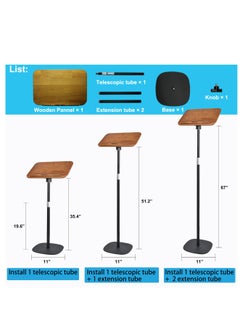 XiuWoo Book Stand for Reading Adjustable Podium Stand for Bible, Music Sheet, Recipe Cook Book Display Stand Wooden Floor Holder with Page Paper Clip, black  - Image 4
