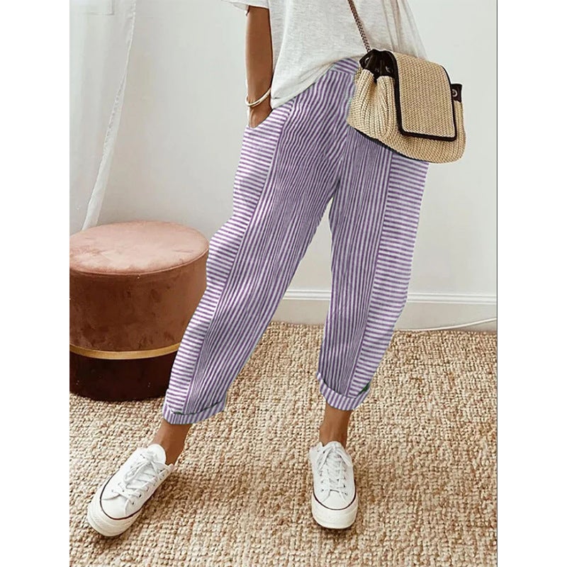 2023 Woven Jacquard Stripe Patchwork Design Loose Casual Pants For Children - Image 5