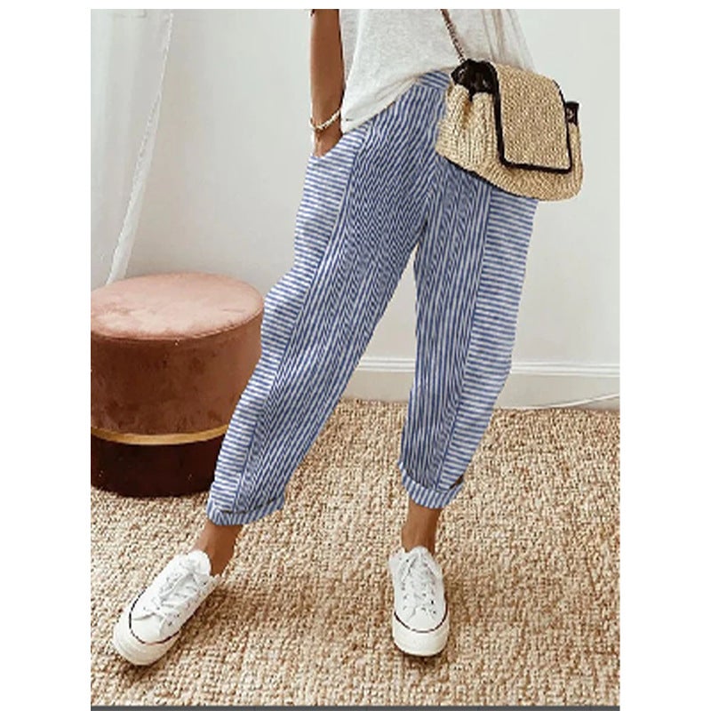 2023 Woven Jacquard Stripe Patchwork Design Loose Casual Pants For Children - Image 2