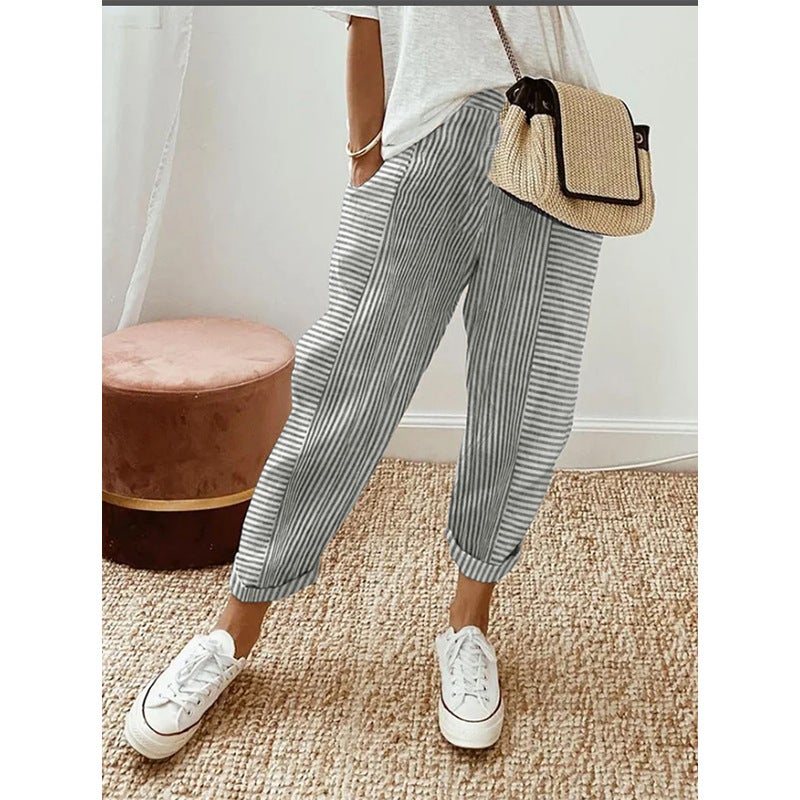 2023 Woven Jacquard Stripe Patchwork Design Loose Casual Pants For Children - Image 4