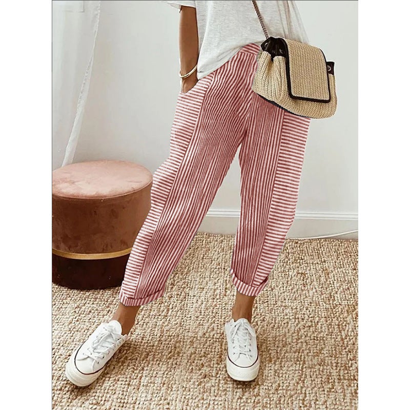 2023 Woven Jacquard Stripe Patchwork Design Loose Casual Pants For Children - Image 3