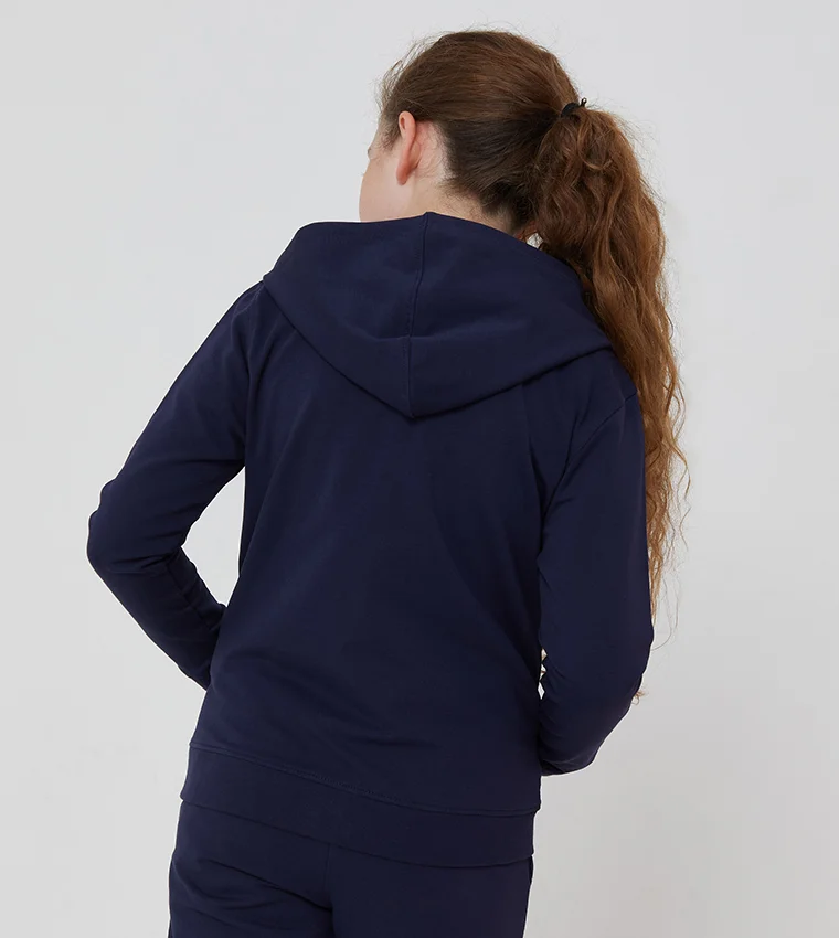 بيفرلي هيلز بولو كلوب Bhpc Kids Navy Blue Zip-Thru Hoodie