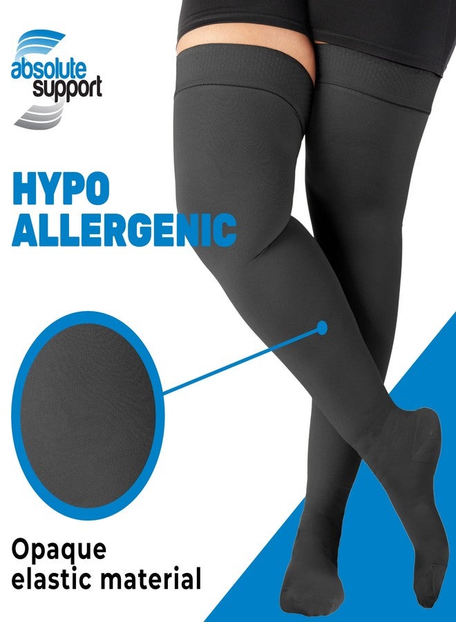 ABSOLUTE SUPPORT Plus Size Thigh Hi Compression Stockings for Men & Women 20-30mmHg, Opaque Over Knee Compression Socks with Wide Calf for Postpartum, Achilles Tendon, Embolism, DVT, Black, 3X-Large - Image 2