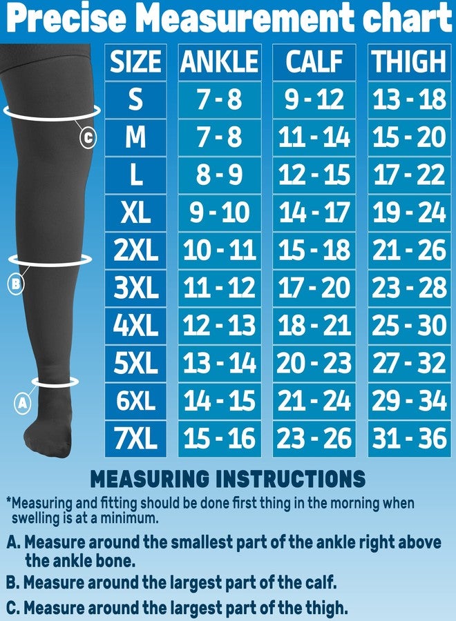 ABSOLUTE SUPPORT Plus Size Thigh Hi Compression Stockings for Men & Women 20-30mmHg, Opaque Over Knee Compression Socks with Wide Calf for Postpartum, Achilles Tendon, Embolism, DVT, Black, 3X-Large - Image 5