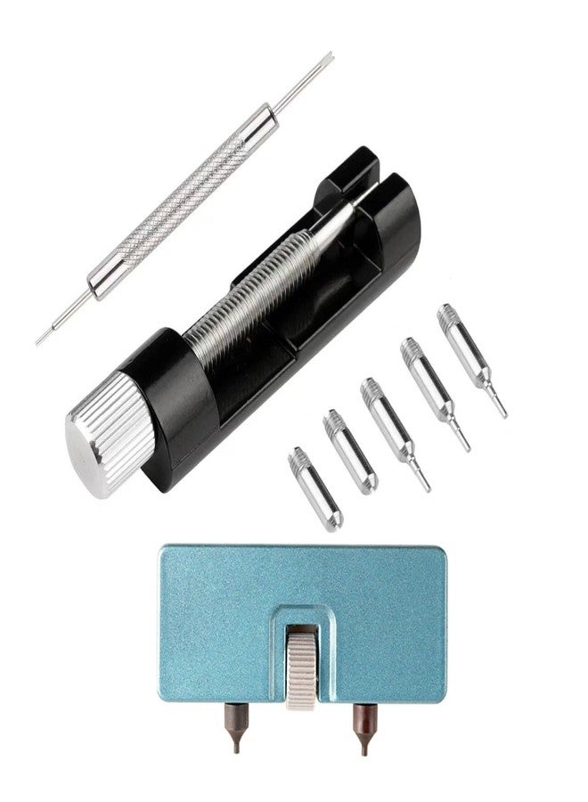 Kinobo Watch Link Removal Kit, Tools to Adjust and Remove Bracelets，Pin Remover for Sizing Strap，Watch Band Adjustment Tool Kit with Extra Replacement (Black+Blue) - Image 1