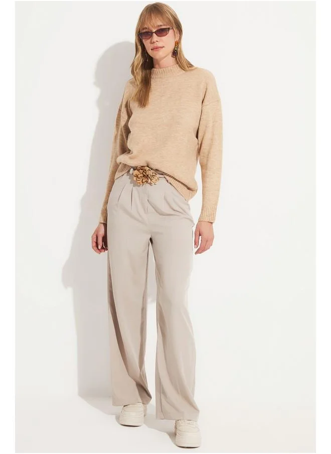 JUNE June Crew Neck Knitwear Sweater Beige