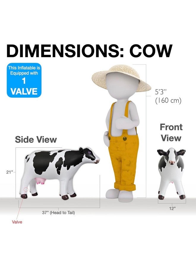 جيت كرييشنز بقرة هولشتاين قابلة للنفخ على شكل ماشية ألبان واقفة من جيت كرييشنز | لعبة حيوانات بطول 37 بوصة، مناسبة للعائلة والأطفال، ديكور للمزرعة، دعامة مسرحية، مناسبة للشتاء، الكريسماس، عيد الشكر - Image 3