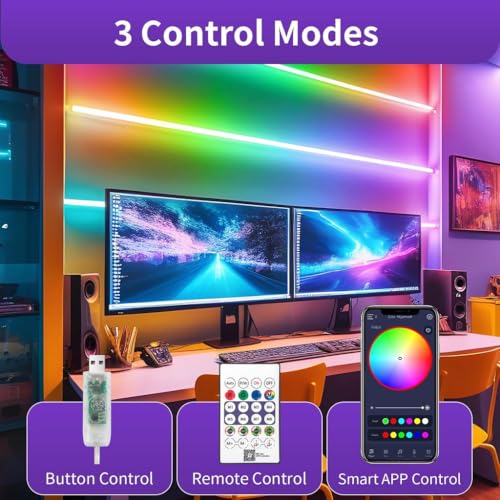 XERGY LED Smart Neon Strip Light, USB Powered RGB Strip with 16 Million Colors, IP67 Waterproof, App & Remote Control, Music Sync, for Indoor & Outdoor Use (DC 5V, 5Meter) - Image 4