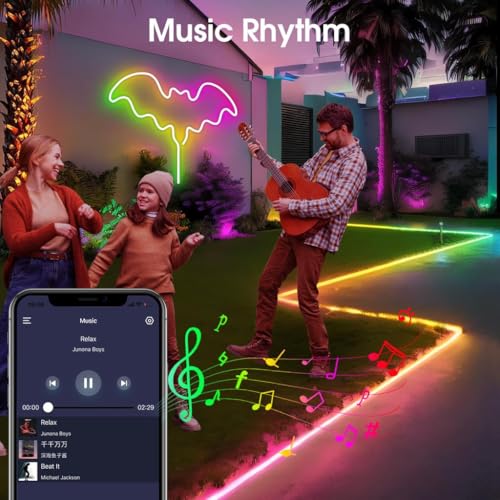 XERGY LED Smart Neon Strip Light, USB Powered RGB Strip with 16 Million Colors, IP67 Waterproof, App & Remote Control, Music Sync, for Indoor & Outdoor Use (DC 5V, 5Meter) - Image 2