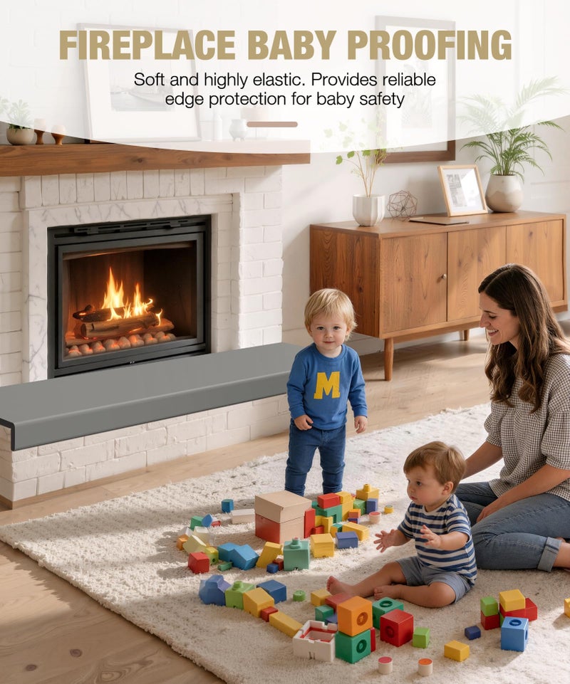 Magicheap Fireplace Baby Proofing, 80'' Soft Seat Hearth Cushion for Baby Proof, Memory Foam Brick Fire Place Bumper Protector Pad for Babies Child Children Toddlers, Grey - Image 2
