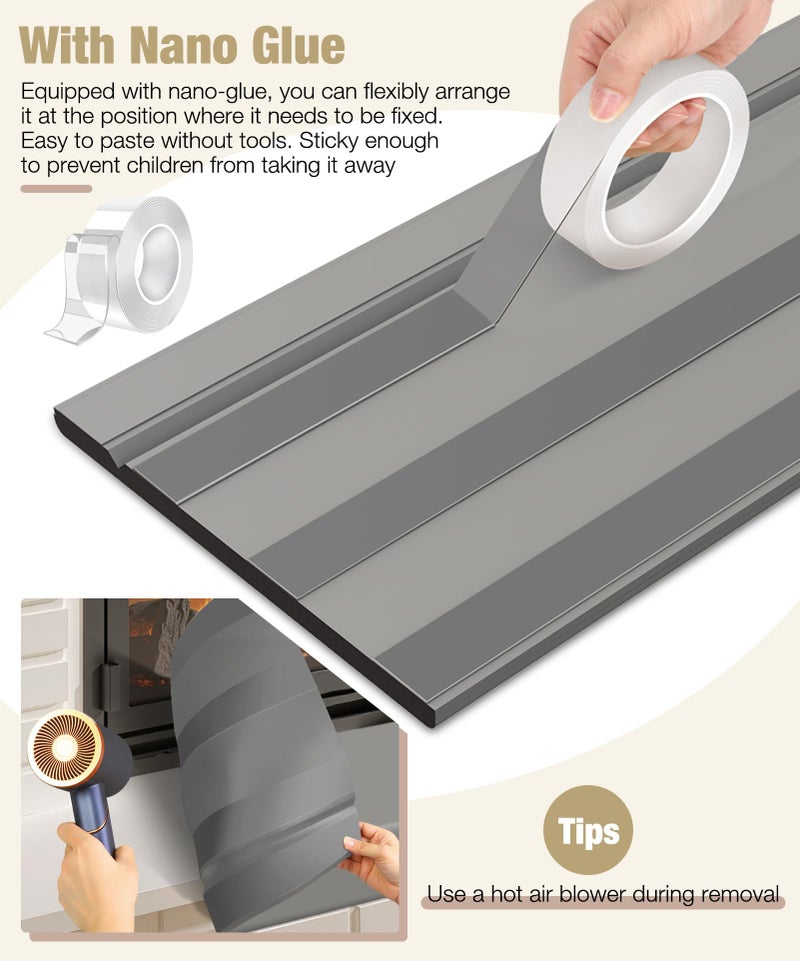 Magicheap Fireplace Baby Proofing, 80'' Soft Seat Hearth Cushion for Baby Proof, Memory Foam Brick Fire Place Bumper Protector Pad for Babies Child Children Toddlers, Grey - Image 4