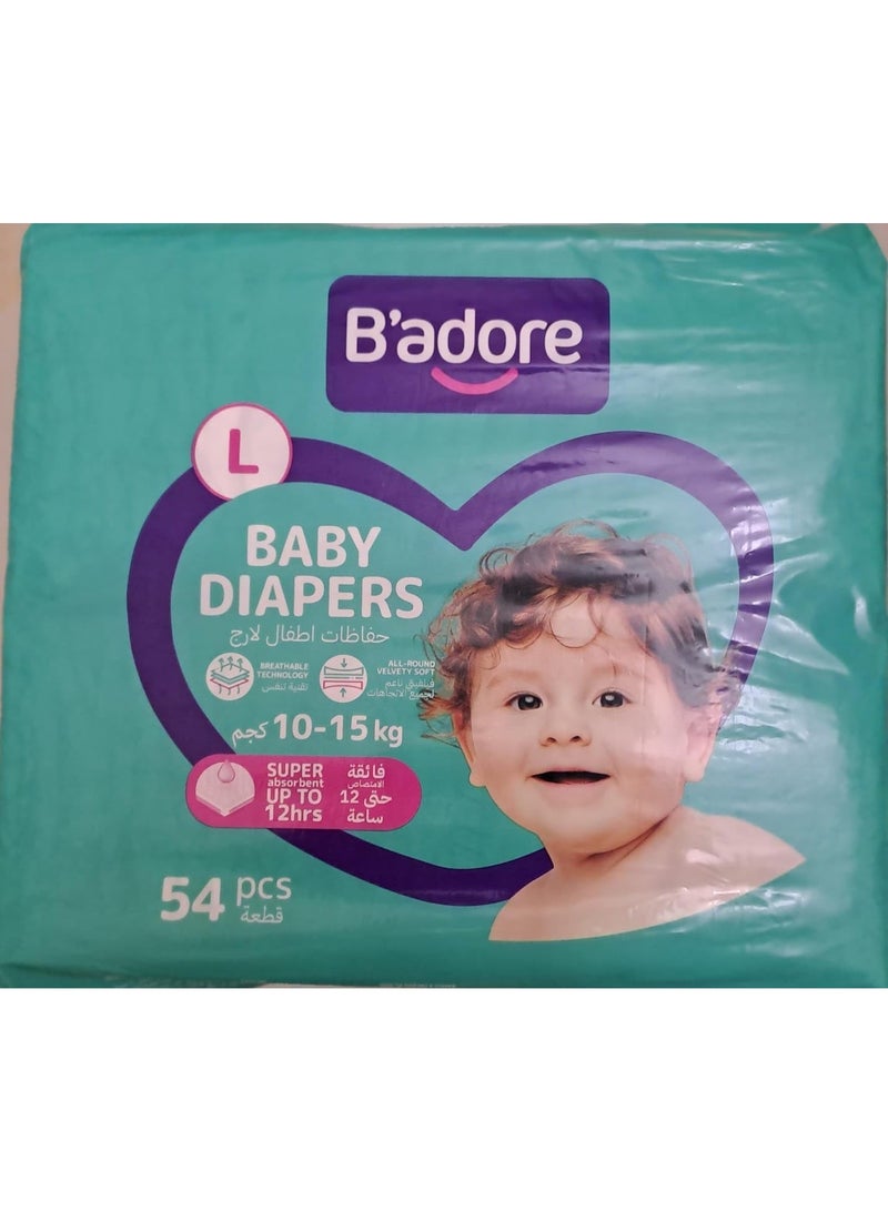 Baby Diapers Large 10-15kg 54pcs