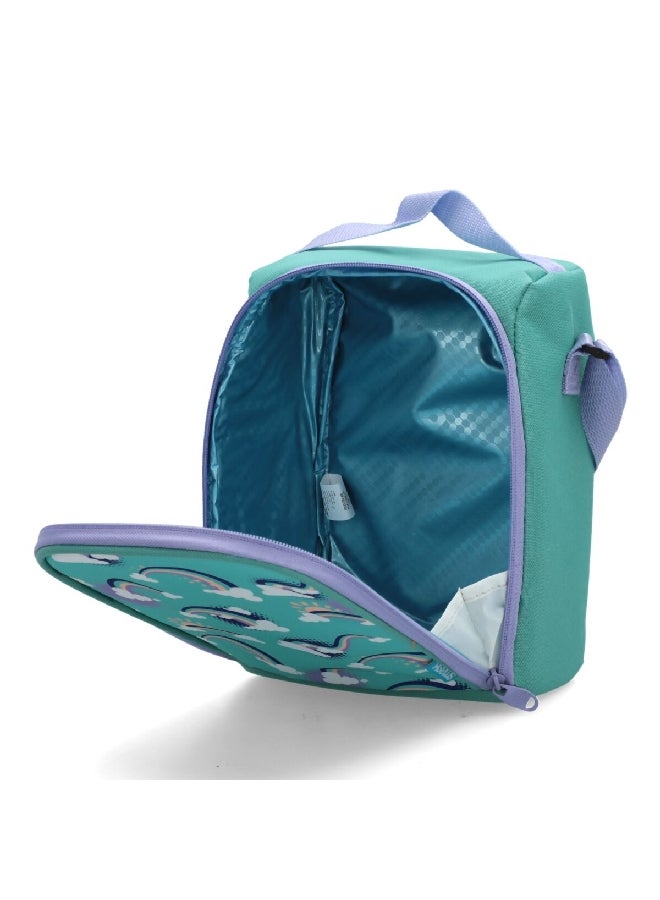 smash Rainbow Printed Zipper Closure Lightweight Lunch Bag with Adjustable Straps Green and Lilac 27 x 22 x 10 cm 34268  - Image 4