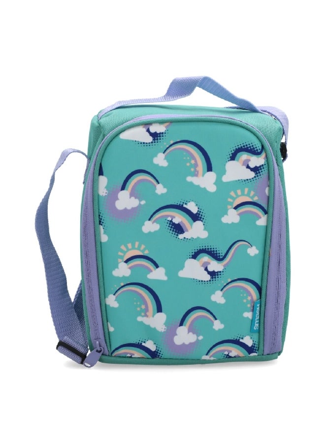 smash Rainbow Printed Zipper Closure Lightweight Lunch Bag with Adjustable Straps Green and Lilac 27 x 22 x 10 cm 34268  - Image 1